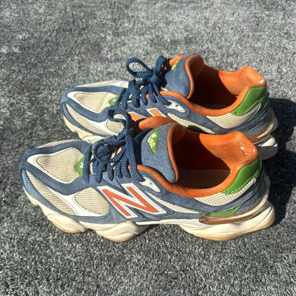 New Balance 9060 U9060LDC Men's 10.5 Blue Orange Green Suede Mesh Sneakers